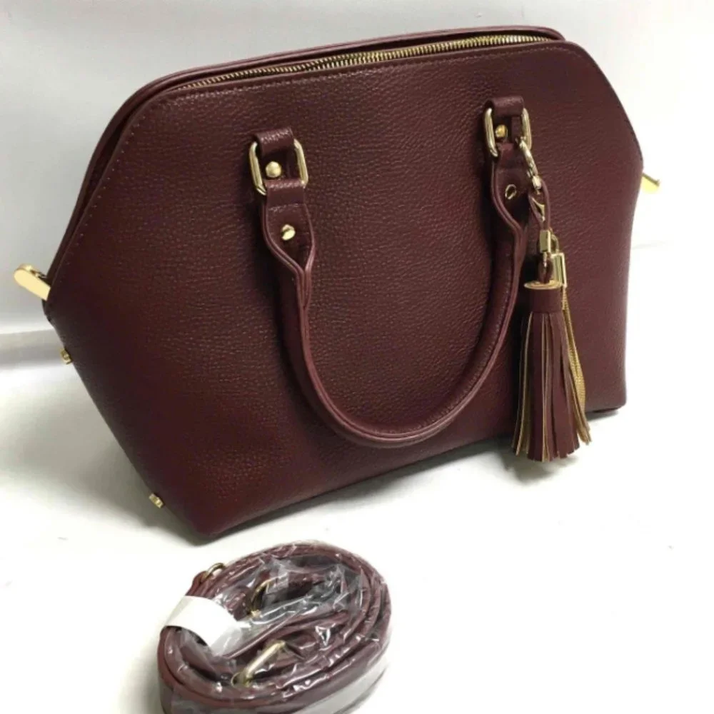 Charming Charlie Wine Wine Dark Pebble Purse Satchel With Adjustable Strap NWT - Picture 1 of 7